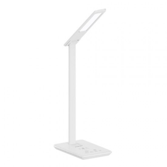 Multi-Function 500Lm LED Desk Lamp with 10W Qi Charger, Adjustable Light Hues  & USB Port, White