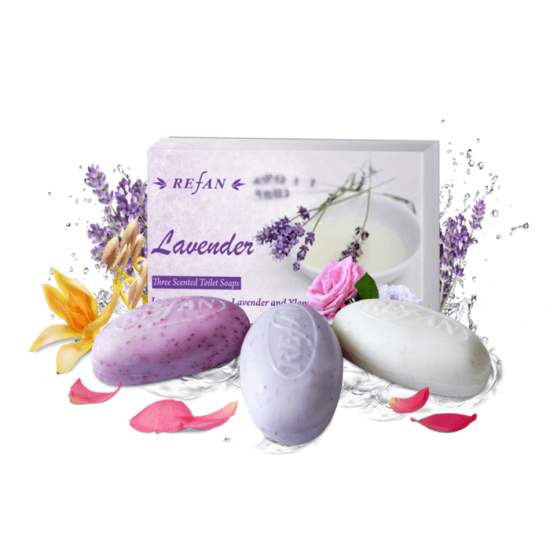 Three scented tolilet soaps Lavender