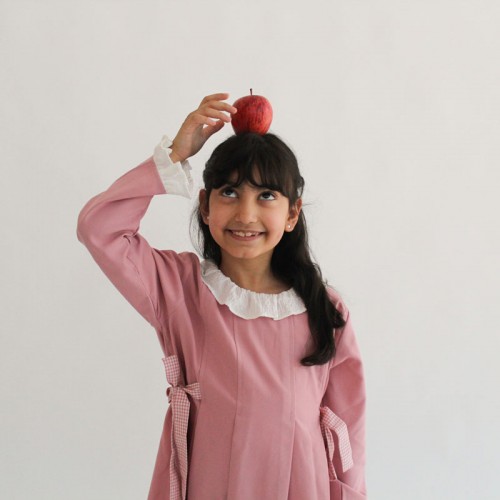 Pink Elementary School Dress Model BTS1 For Girls (With Name Embroidery Option)