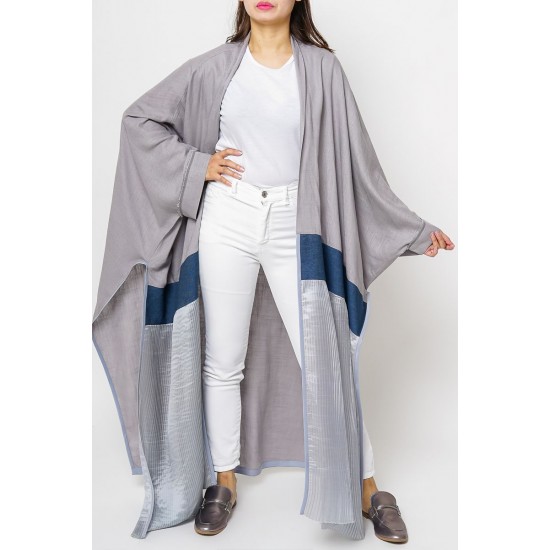 Wide Cut Bisht - Grayish