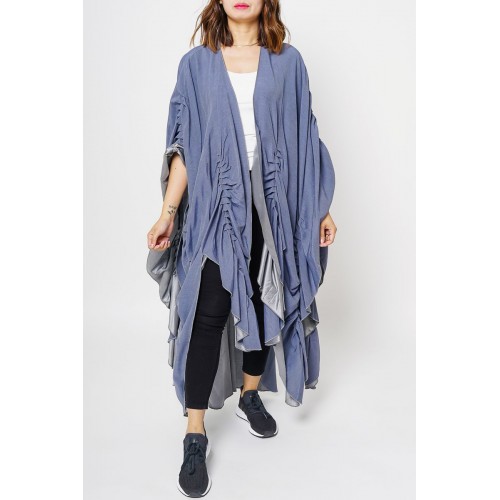 Navy Bisht with Open on the side