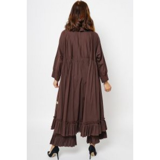 The Brown Set - Ruffled Cardigan & Pants