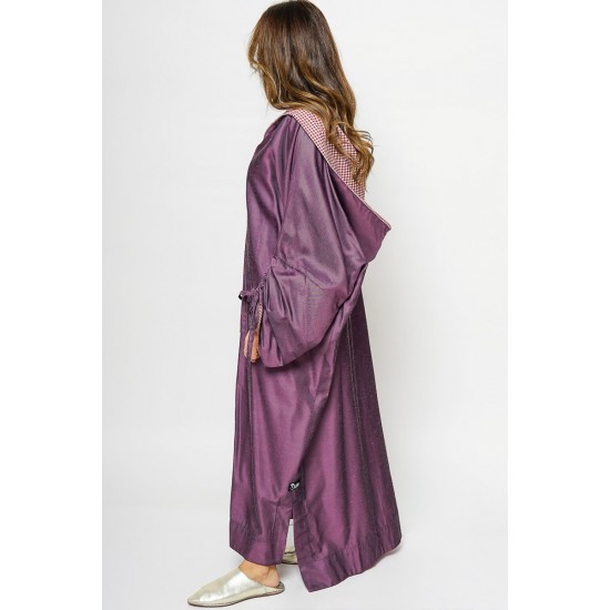 Hooded Kaftan Dress - Purple
