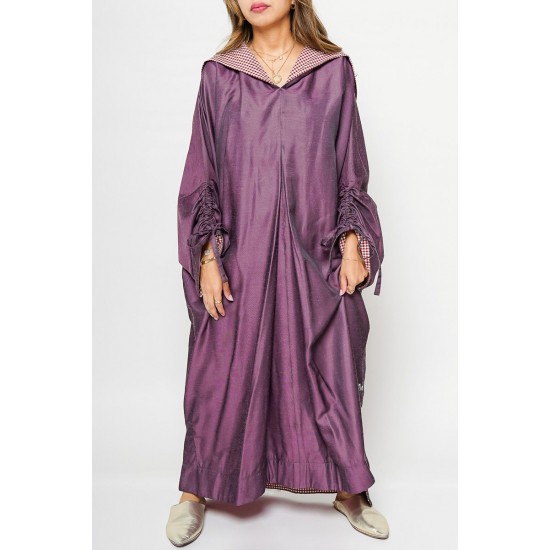 Hooded Kaftan Dress - Purple