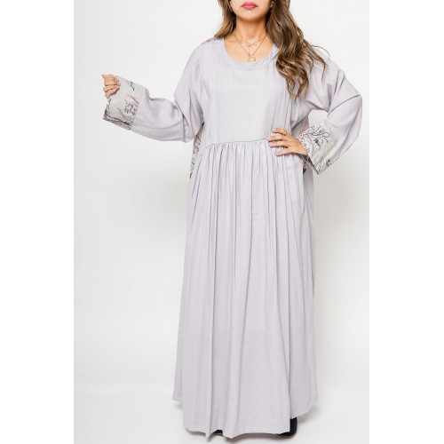 Grayish Kaftan Dress with Details at the back