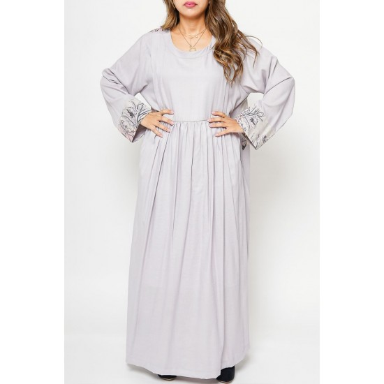 Grayish Kaftan Dress with Details at the back