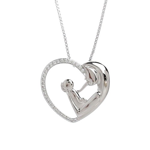 Rhodium Plated Necklace with a Heart Pendant