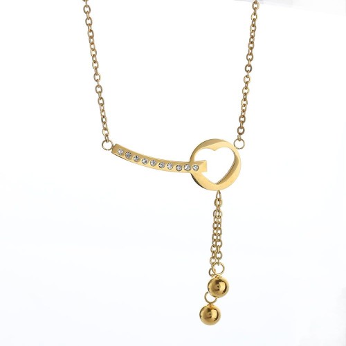 Gold Plated Necklace with a Gold Beads Pendant