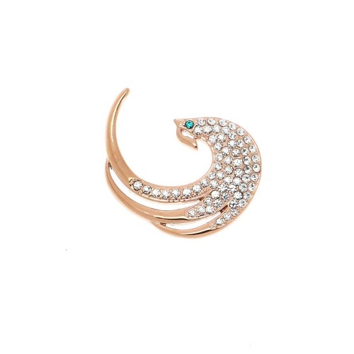 Peacock with Austrian Crystals Brooch Rose Gold Plated 