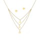 A set of Triple Chain Necklace & Earrings- 18K Gold Plated