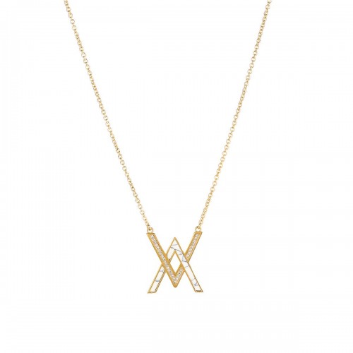 Double "V " Long Chain Necklace with 18K Gold Plated