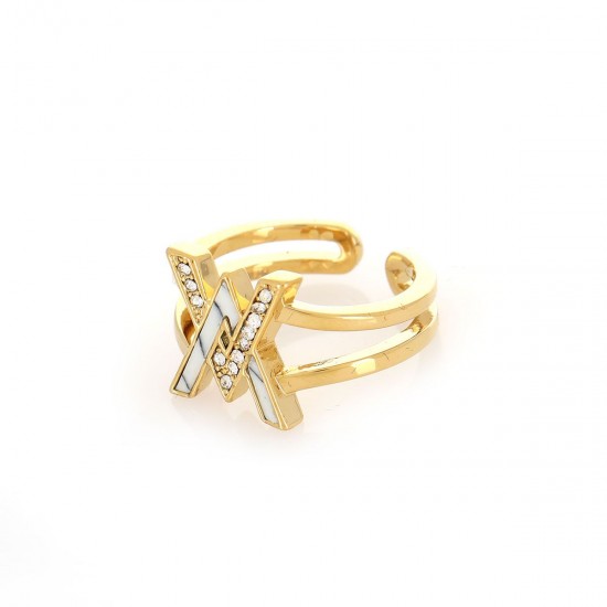 Double V Ring with 18K Gold Plated