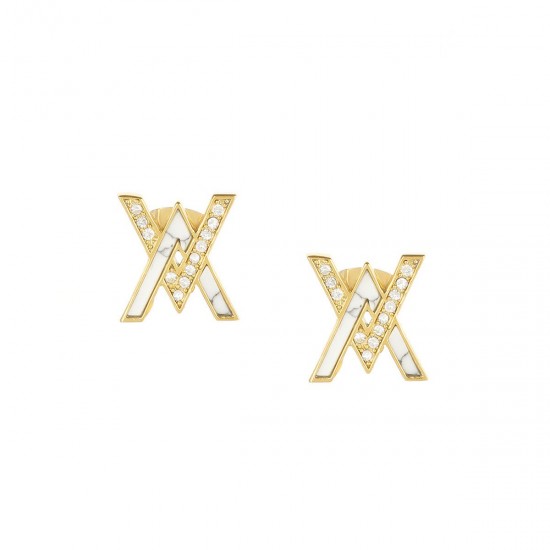 Double V Earrings with 18K Gold Plated