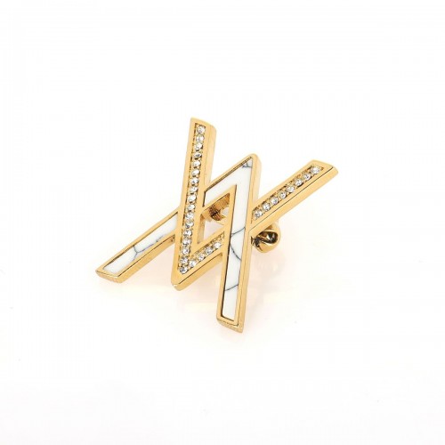 Double V Brooch with 18K Gold Plated