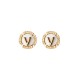 "V" Letter - Earrings -  18K Gold Plated and Mother of Pearl with Austrian Crystals