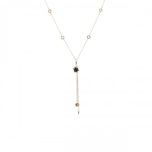 Triple Chain Long Necklace Gold