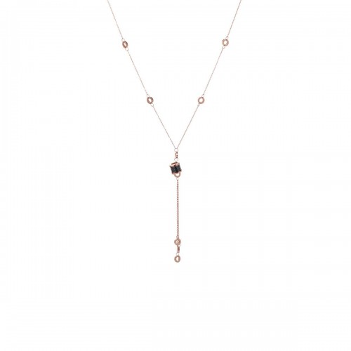 Triple Chain Long Necklace Rosegold