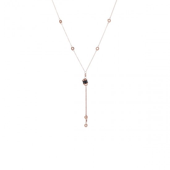 Triple Chain Long Necklace Rosegold
