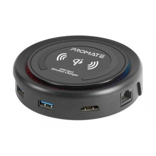 All-in-One USB-C Hub with Power Delivery & Wireless charger , black