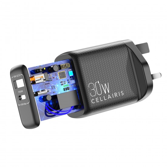 Cellairis,Premium Wall Charger PD 30W + QC - Black