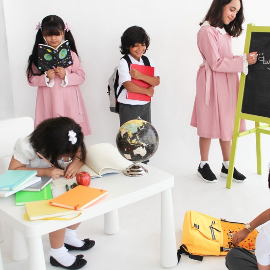 Pink Elementary School Dress Model BTS1 For Girls (With Name Embroidery Option)