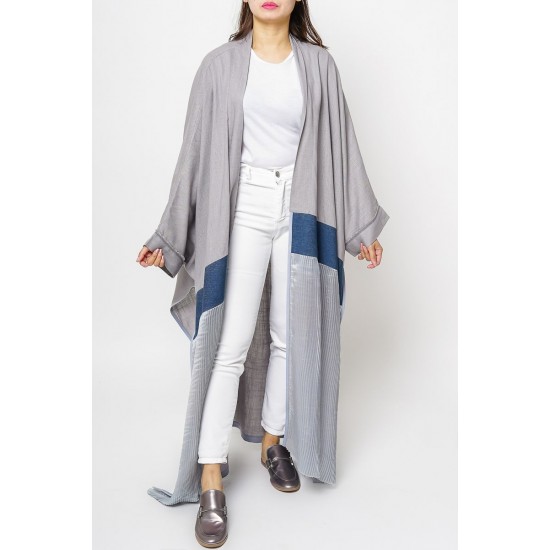Wide Cut Bisht - Grayish