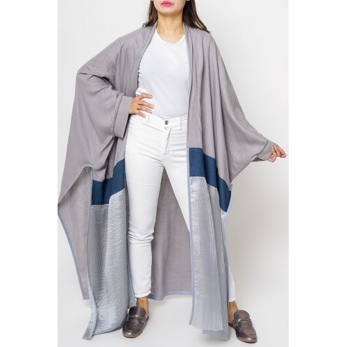 Wide Cut Bisht - Grayish
