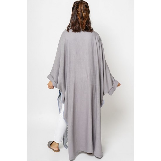 Wide Cut Bisht - Grayish