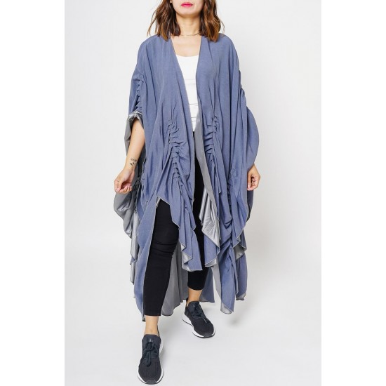Navy Bisht with Open on the side
