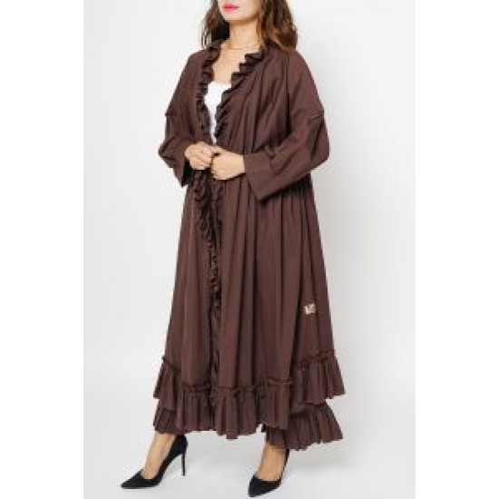 The Brown Set - Ruffled Cardigan & Pants