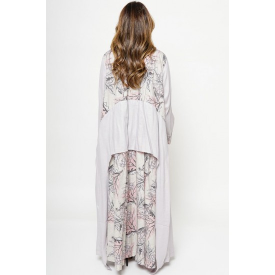 Grayish Kaftan Dress with Details at the back