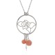 Rhodium Plated Necklace with a Rose Pendant and Tridacna Stones