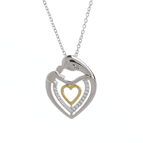 Rhodium Plated Necklace with a 3 Hearts Pendant