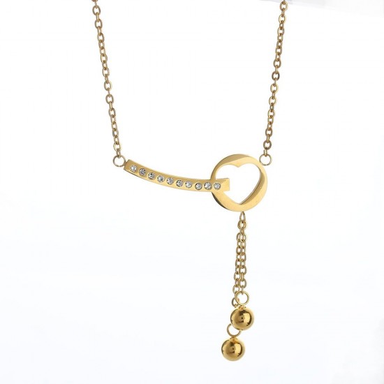 Gold Plated Necklace with a Gold Beads Pendant