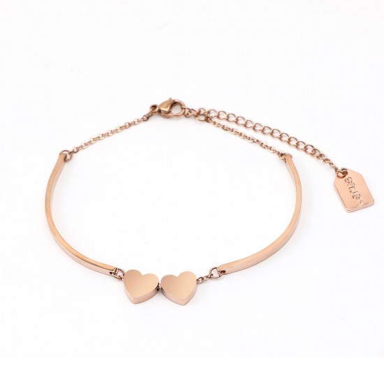 Twin Hearts - Rose Gold Plated Bracelet