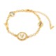 "V" Letter - Bracelet - 18K Gold Plated and Mother of Pearl with Austrian Crystals.