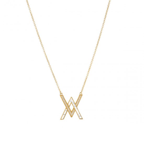 Double "V " Long Chain Necklace with 18K Gold Plated
