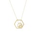 Hexagon Pendant, Beehive Shape Inner Pendant Necklace with 18 K Gold Plate