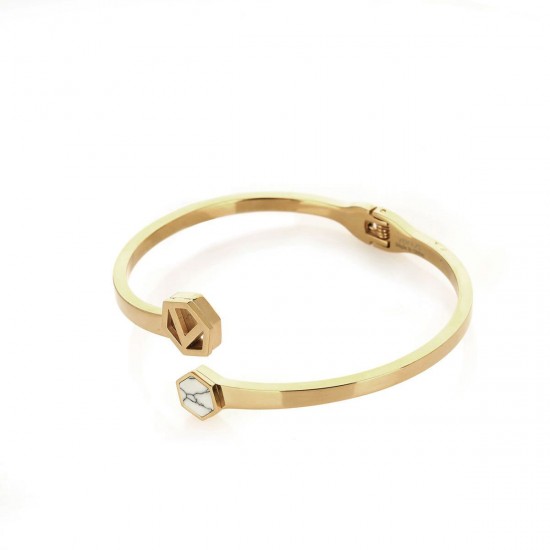 Hexagon V Beehive Shape Bangle with 18 K Gold Plated 